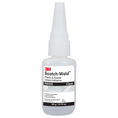 3M Scotch-Weld Plastic & Rubber Instant Adhesive Pr100, Clear, 20 Gram Bottle 7100039259
